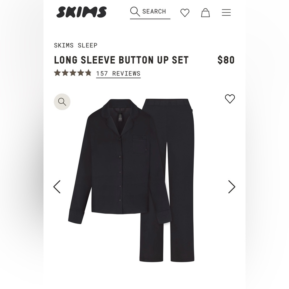 Long Sleeve Button Up Set                   Skims size Small